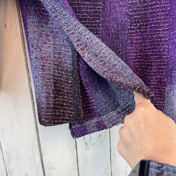 Candiss Cole Ocean Mist Purple Silk-Blend Handwoven Jacquard Jacket Size Medium - Picture 8 of 14